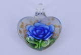 LP20 16*35*40mm heart inner flower lampwork glass pendants