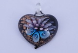 LP21 14*36*42mm heart inner flower lampwork glass pendants