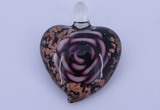 LP23 14*34*45mm heart inner flower lampwork glass pendants