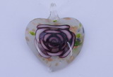 LP24 11*37*45mm heart inner flower lampwork glass pendants