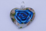 LP27 12*38*43mm heart inner flower lampwork glass pendants