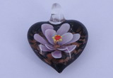 LP28 16*31*35mm heart inner flower lampwork glass pendants