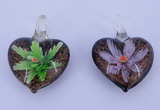 LP29 16*32*42mm heart inner flower lampwork glass pendants