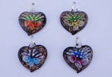 LP31 12*35*44mm heart inner flower lampwork glass pendants