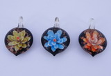 LP33 16*30*45mm heart inner flower lampwork glass pendants