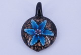 LP36 13*30*45mm heart inner flower lampwork glass pendants