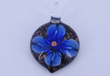 LP38 13*32*46mm heart inner flower lampwork glass pendants