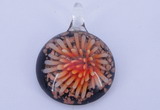 LP45 13*32*43mm flat round inner flower lampwork glass pendants