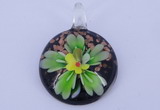 LP48 13*34*48mm flat round inner flower lampwork glass pendants