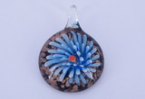 LP50 13*34*47mm flat round inner flower lampwork glass pendants