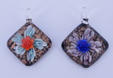 LP55 12*38*48mm diamond inner flower lampwork glass pendants