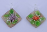 LP56 12*38*48mm diamond inner flower lampwork glass pendants