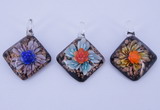 LP57 12*36*46mm diamond inner flower lampwork glass pendants