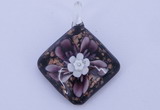 LP58 12*38*48mm diamond inner flower lampwork glass pendants