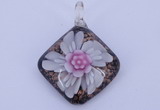 LP60 12*38*48mm diamond inner flower lampwork glass pendants