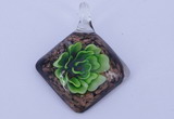 LP61 12*40*48mm diamond inner flower lampwork glass pendants