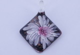 LP62 12*39*50mm diamond inner flower lampwork glass pendants