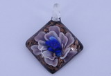 LP65 12*38*48mm diamond inner flower lampwork glass pendants