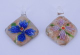 LP68 12*38*48mm diamond inner flower lampwork glass pendants