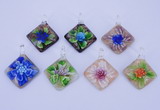 LP70 12*38*48mm diamond inner flower lampwork glass pendants