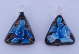 LP71 11*32*44mm triangle inner flower lampwork glass pendants