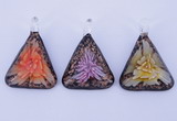 LP72 11*33*47mm triangle inner flower lampwork glass pendants