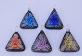 LP73 11*33*47mm triangle inner flower lampwork glass pendants