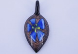 LP82 12*27*56mm leaf inner flower lampwork glass pendants