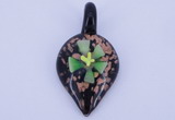 LP83 12*30*57mm leaf inner flower lampwork glass pendants