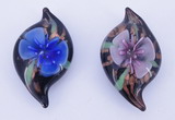 LP85 14*27*50mm leaf inner flower lampwork glass pendants