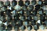 MIXE100 15 inches 10mm faceted golden obsidian gemstone beads