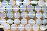 MIXE141 15 inches 12mm faceted hexagon white opal beads