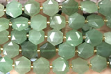 MIXE143 15 inches 12mm faceted hexagon green aventurine jade beads