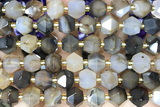 MIXE86 15 inches 10mm faceted banded agate gemstone beads