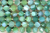 MIXE89 15 inches 10mm faceted banded agate gemstone beads