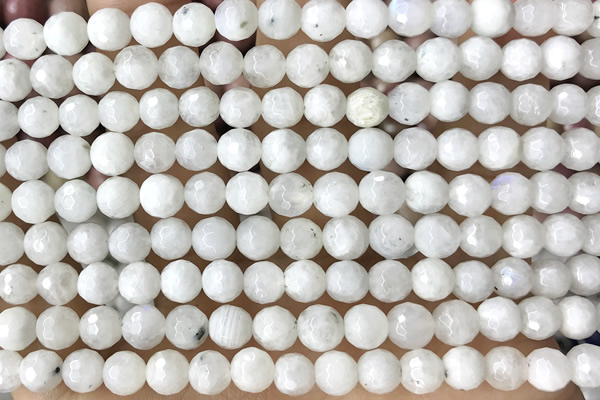 MOON20 14 inches 6mm faceted round white moonstone beads