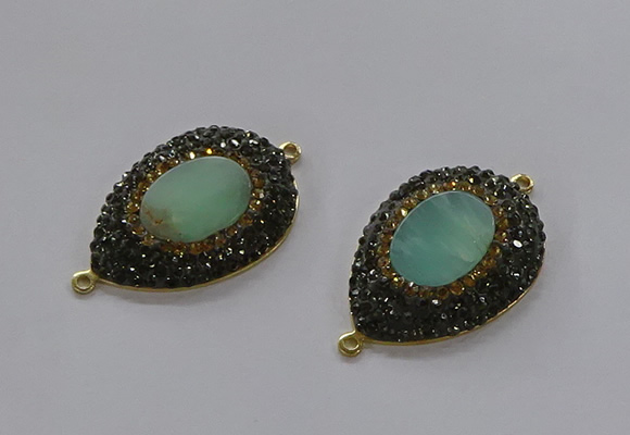 NGC1131 25*35mm teardrop Australia chrysoprase connectors wholesale