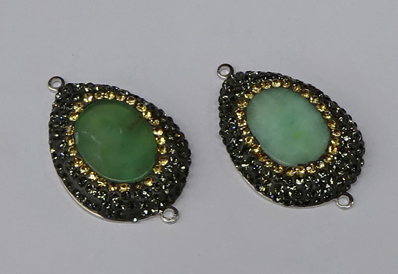 NGC1137 25*35mm teardrop Australia chrysoprase connectors wholesale