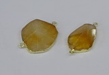 NGC1152 20*30mm - 30*35mm freeform citrine gemstone connectors