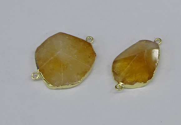 NGC1152 20*30mm - 30*35mm freeform citrine gemstone connectors