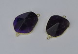 NGC1154 20*30mm - 30*35mm freeform amethyst gemstone connectors