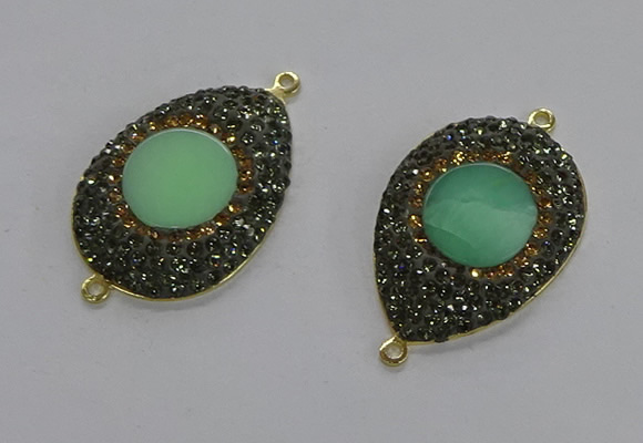 NGC1176 25*35mm teardrop Australia chrysoprase connectors wholesale