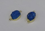 NGC1194 15*20mm oval druzy agate connectors wholesale