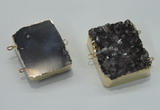 NGC120 30*40mm - 35*45mm rectangle druzy amethyst connectors