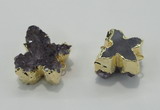 NGC121 20*25mm - 25*35mm butterfly druzy amethyst connectors