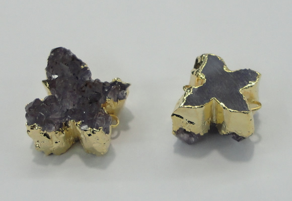 NGC121 20*25mm - 25*35mm butterfly druzy amethyst connectors