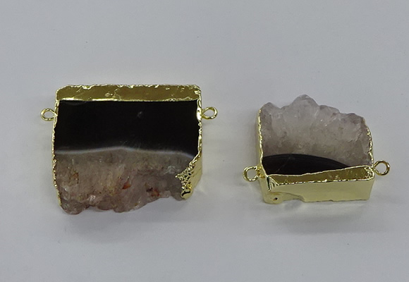 NGC1271 25*40mm - 30*42mm freeform druzy agate connectors