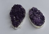 NGC1321 35*50mm - 40*60mm freeform druzy amethyst connectors