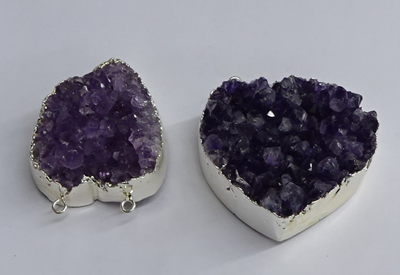 NGC1322 45*50mm - 50*60mm heart druzy amethyst connectors