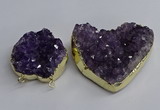 NGC1324 45*50mm - 50*60mm heart druzy amethyst connectors